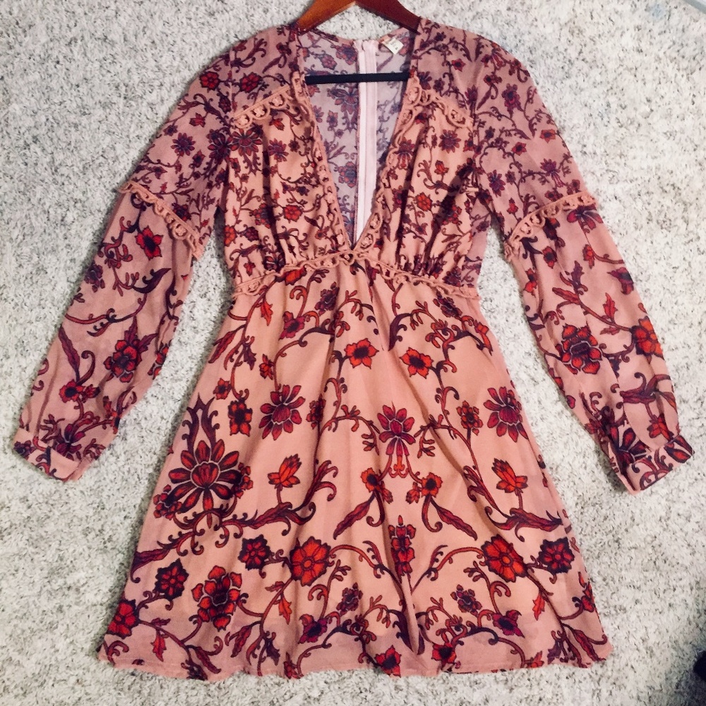 Cute Boho Dusty Rose Dress